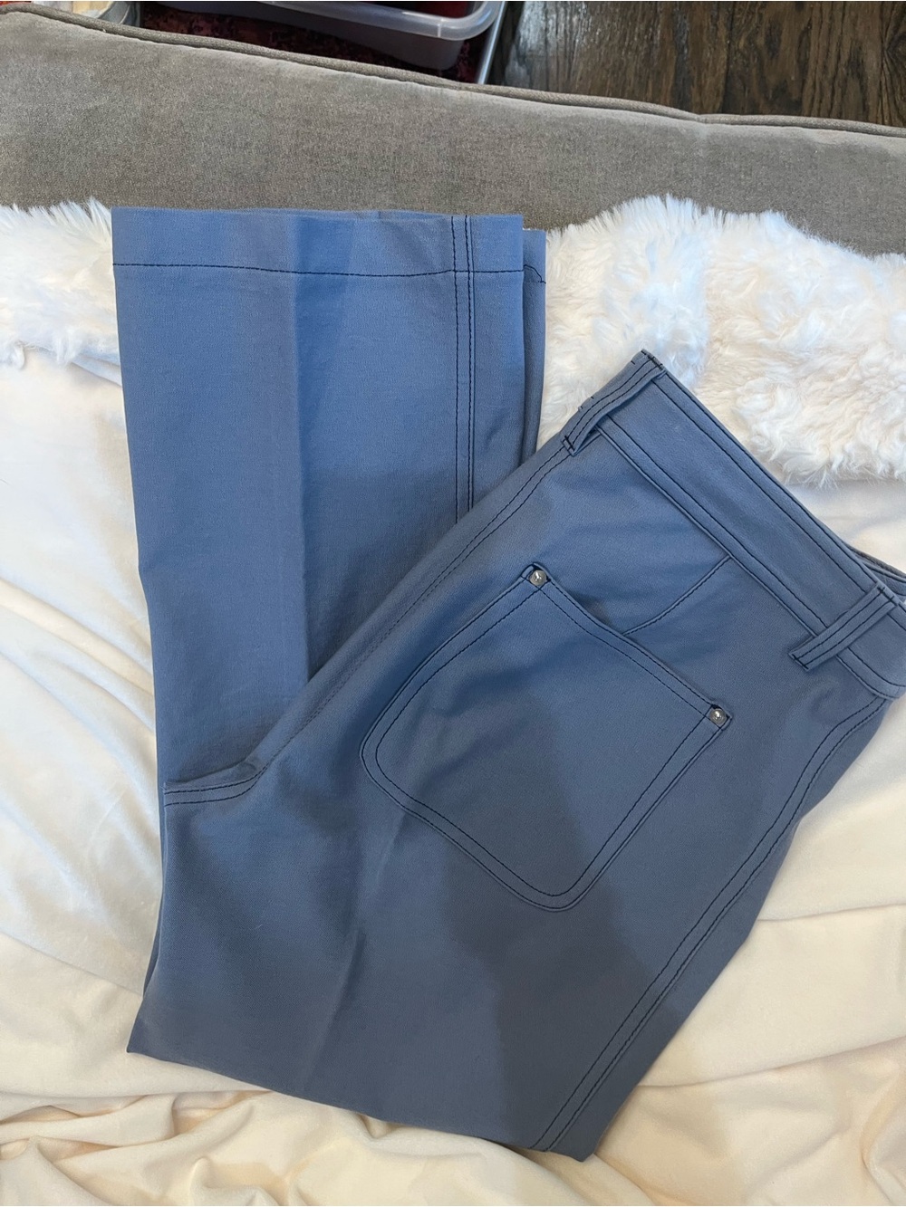 Derek Lam 10 Crosby Pants in Medium Blue, Size 12.  Inseam 26”, leg opening 9”.